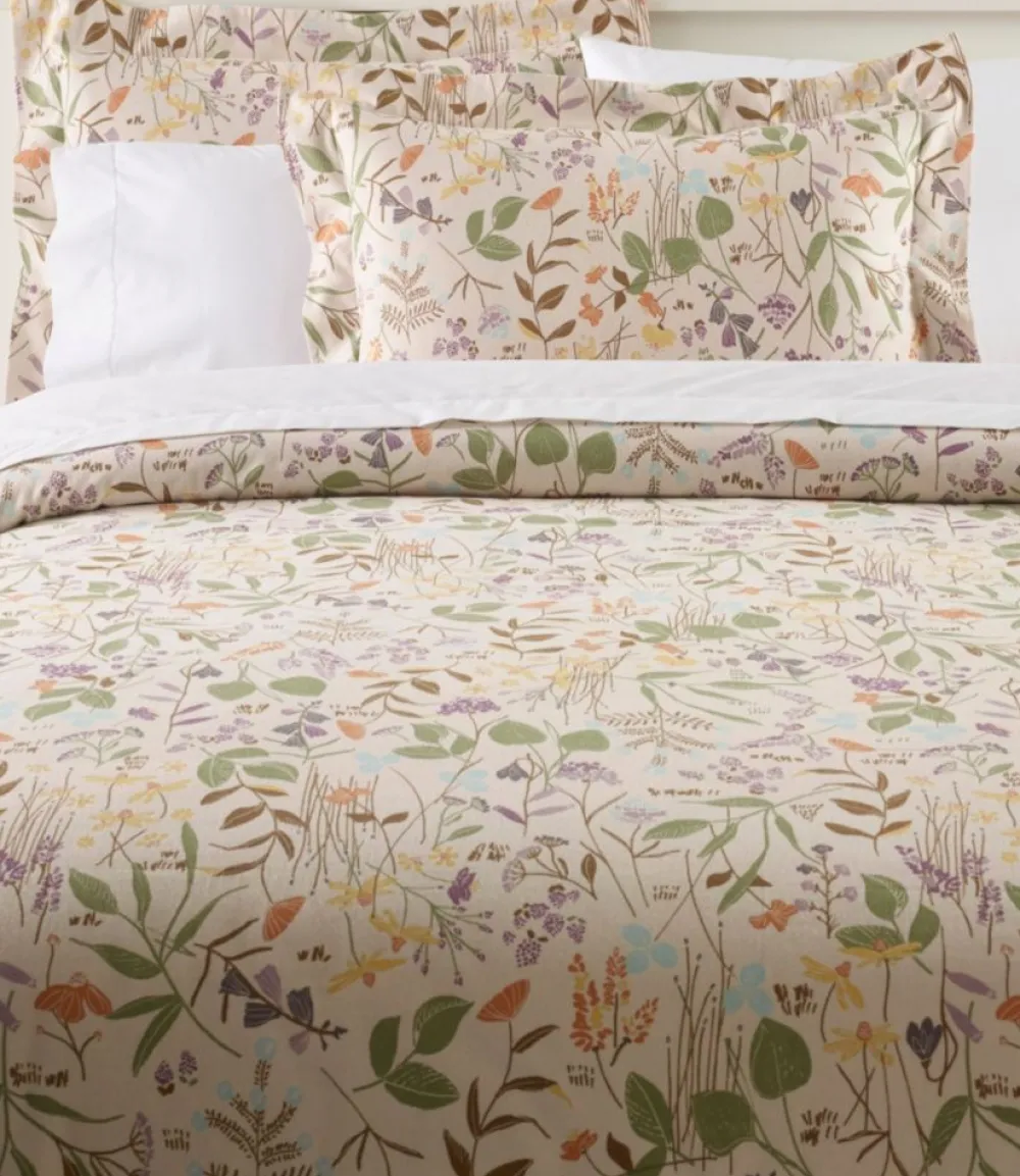 "Birch Floral Flannel Comforter Cover Collection"-L.L.Bean Clearance