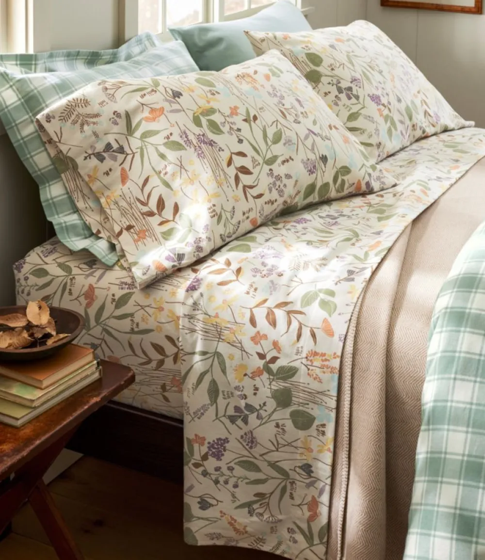 "Birch Floral Flannel Sheet Collection"-L.L.Bean Clearance