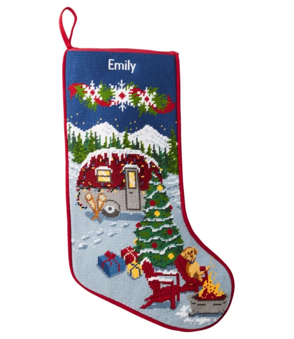 "Christmas Needlepoint Stocking, Cotton"-L.L.Bean Online
