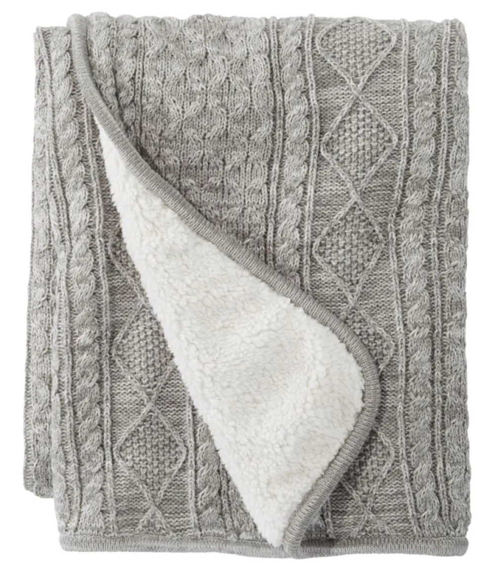 "Fisherman Cabled Fleece Throw"-L.L.Bean Clearance