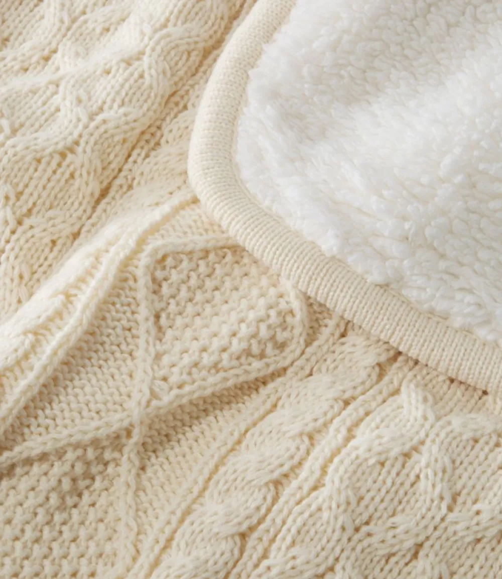"Fisherman Cabled Fleece Throw"-L.L.Bean Clearance