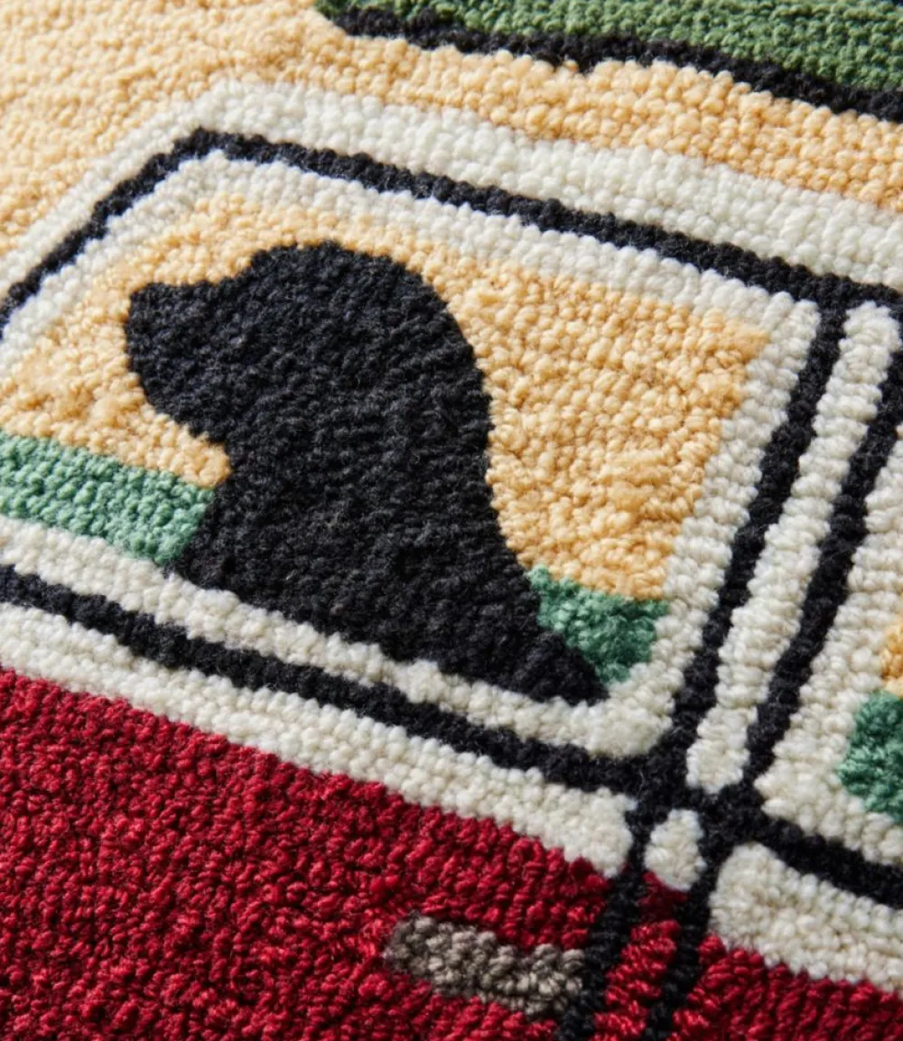 "Indoor/Outdoor Hooked Pillow, Camping Trip"-L.L.Bean Shop