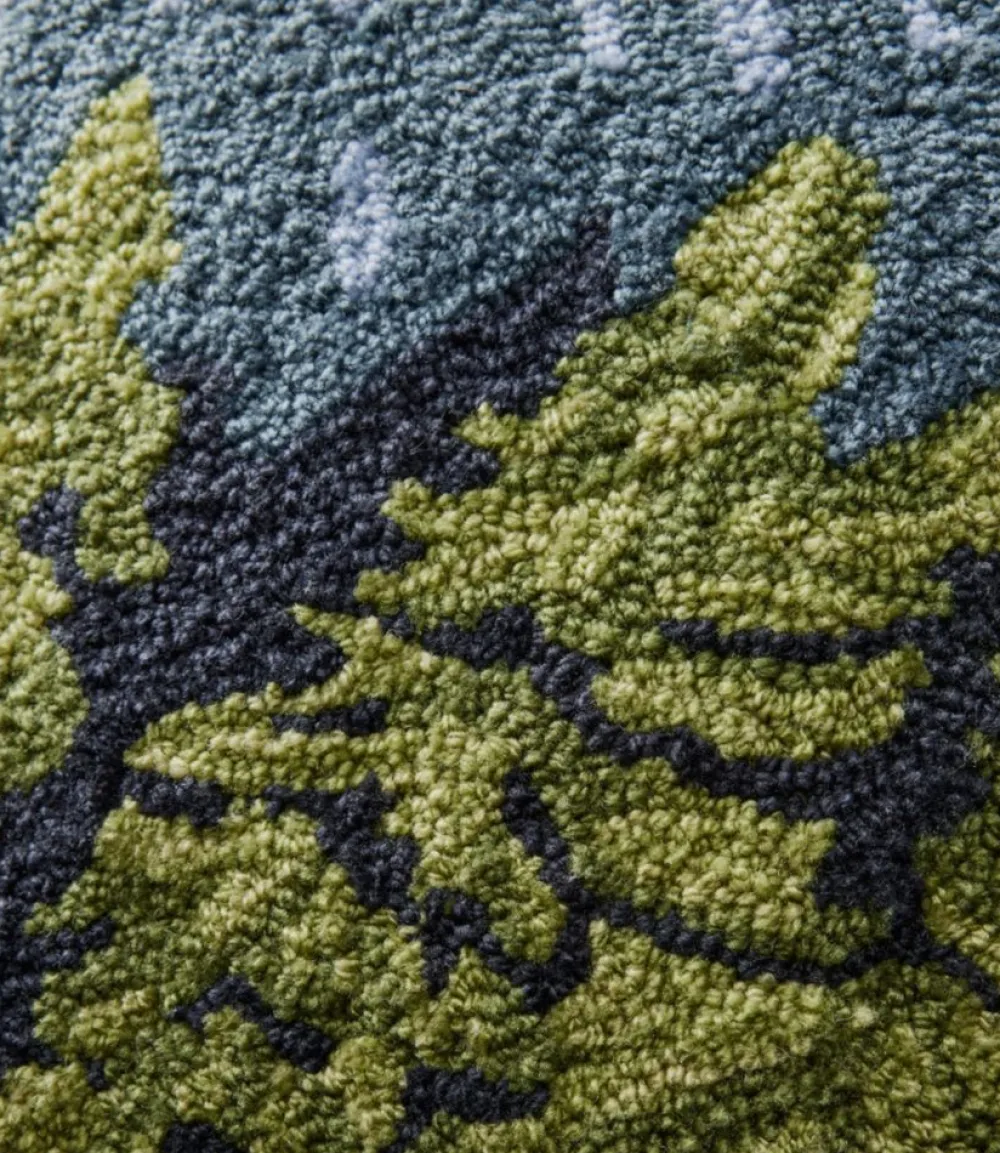 "Indoor/Outdoor Hooked Pillow, Lakeside Mountain Scene"-L.L.Bean Cheap