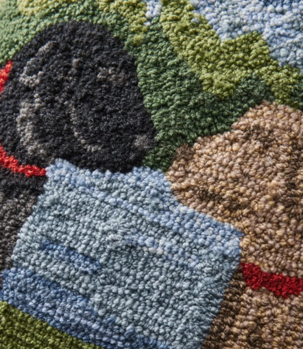 "Indoor/Outdoor Hooked Pillow, Mountain Dogs"-L.L.Bean Clearance