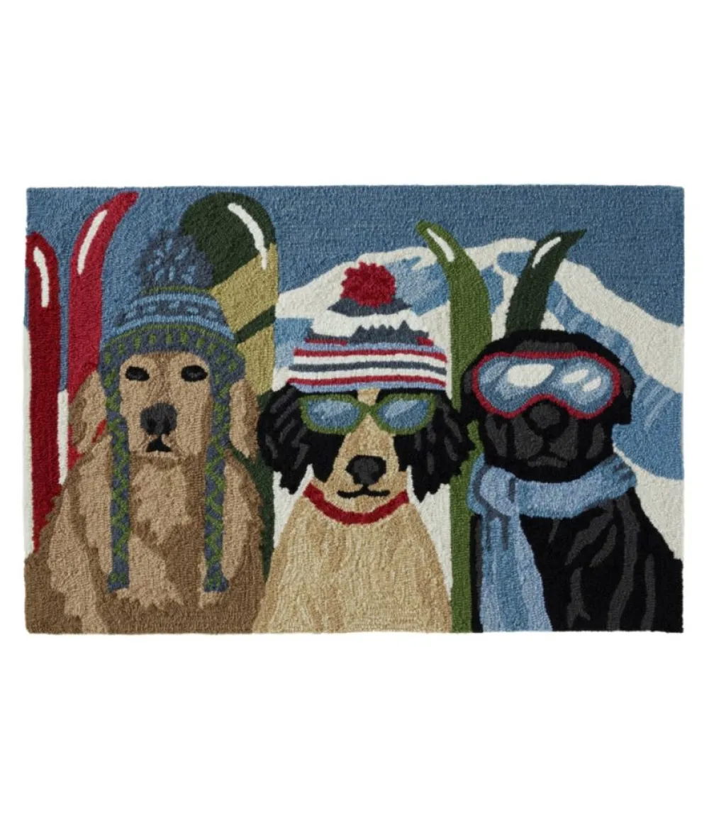 "Indoor/Outdoor Vacationland Rug, Dogs Skiing"-L.L.Bean Best Sale