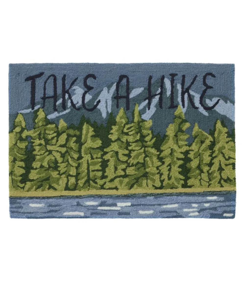 "Indoor/Outdoor Vacationland Rug, Lakeside Mountain Scene"-L.L.Bean Hot