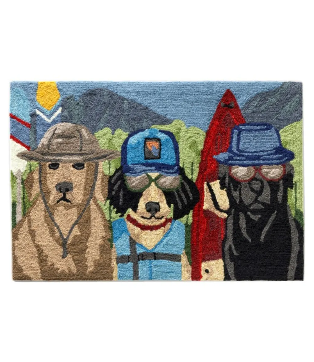 "Indoor/Outdoor Vacationland Rug, Paddle Sports Dogs"-L.L.Bean Best