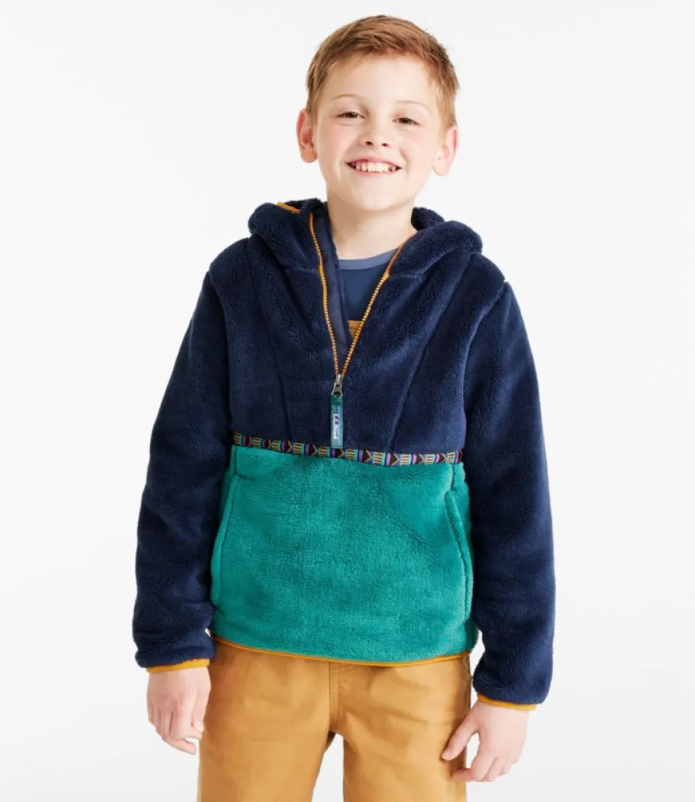 "Kids' Hi-Pile Fleece Hooded Pullover, Colorblock"-L.L.Bean Store