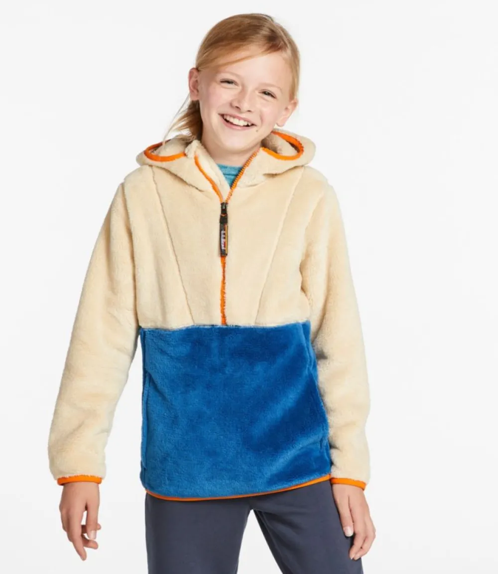 "Kids' Hi-Pile Fleece Hooded Pullover, Colorblock"-L.L.Bean Store