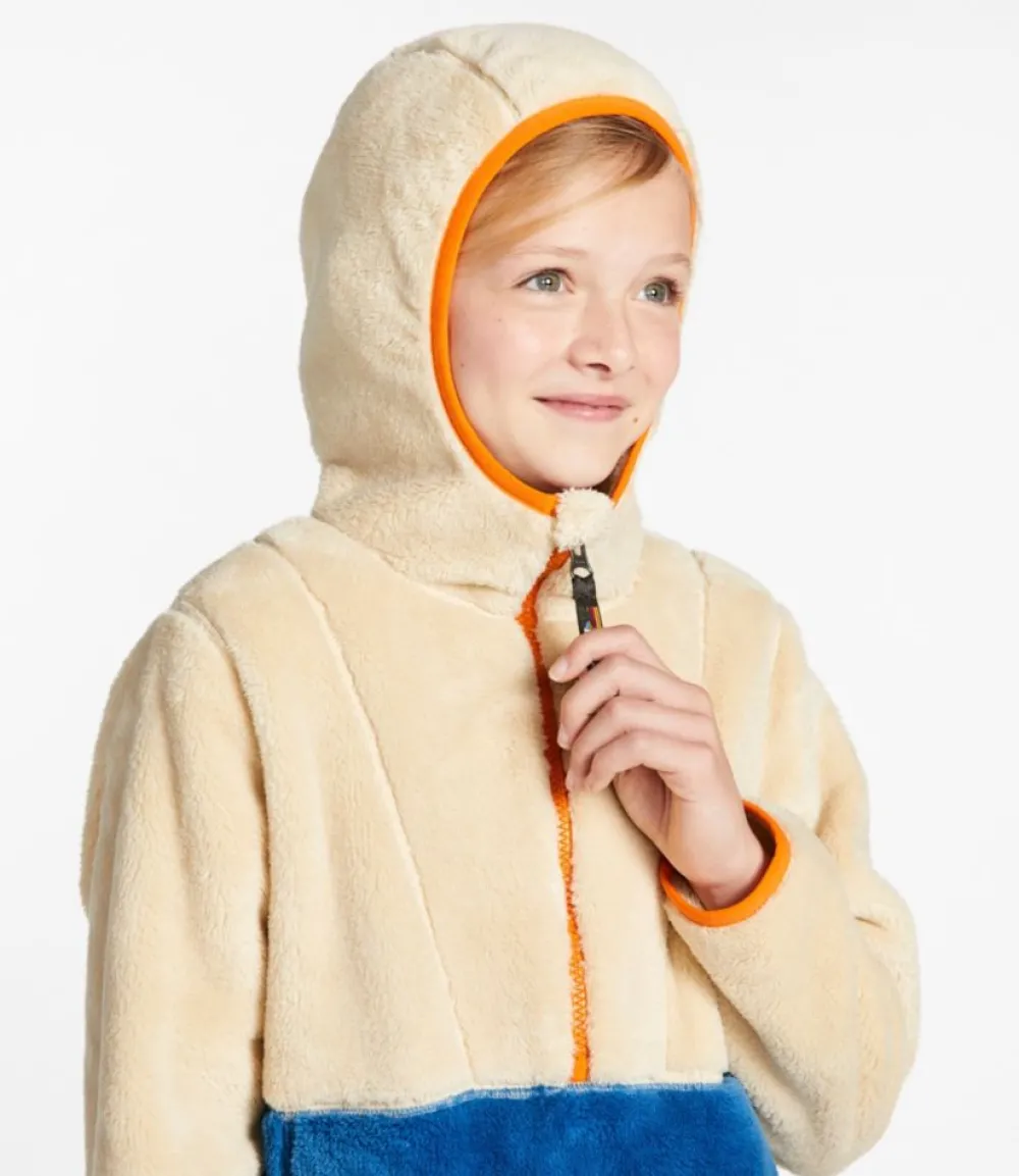 "Kids' Hi-Pile Fleece Hooded Pullover, Colorblock"-L.L.Bean Store