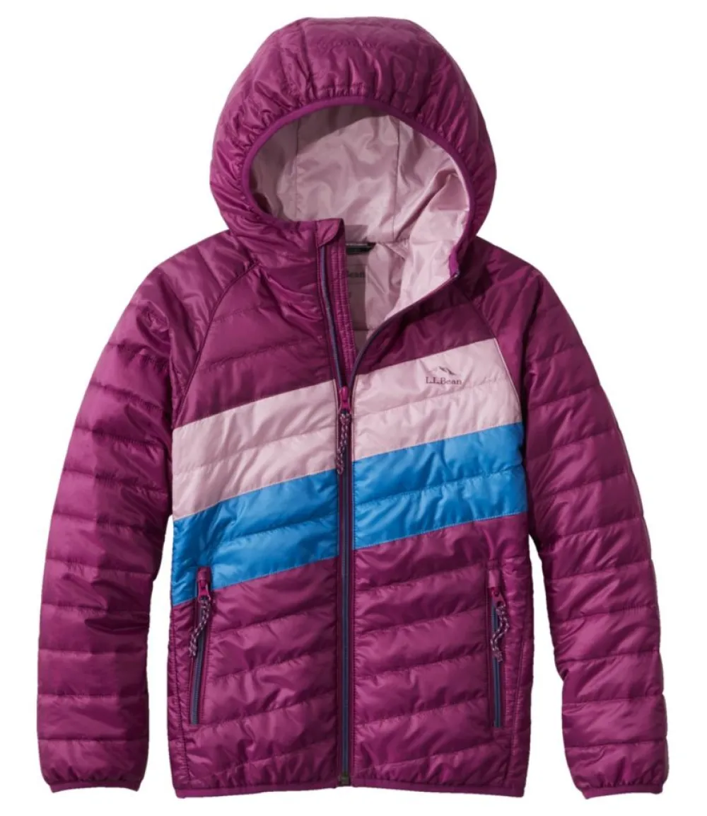 "Kids' PrimaLoft Packaway Hooded Jacket, Colorblock"-L.L.Bean Sale