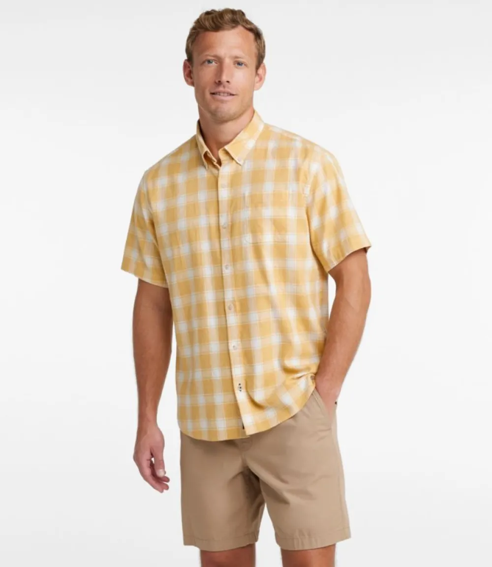"Men's Backyard BBQ Shirt, Short-Sleeve, Traditional Untucked Fit, Plaid"-L.L.Bean Outlet