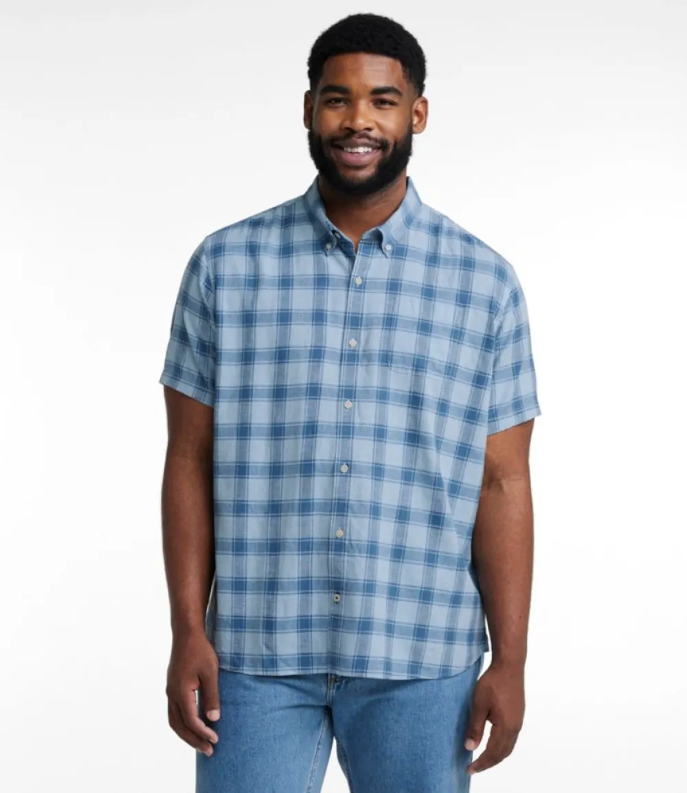 "Men's Backyard BBQ Shirt, Short-Sleeve, Traditional Untucked Fit, Plaid"-L.L.Bean Outlet