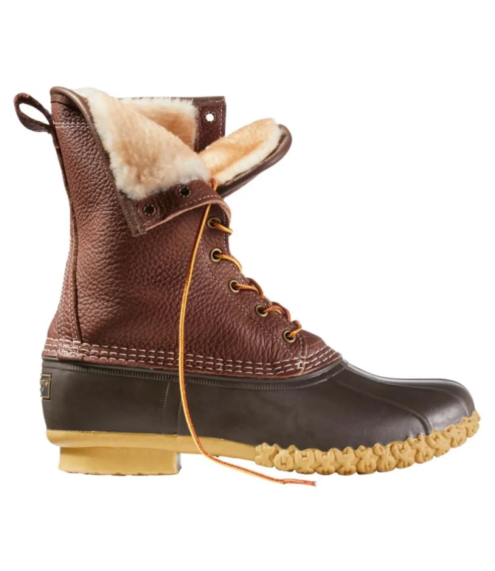 "Men's Bean Boots, 10" Shearling-Lined Tumbled Leather"-L.L.Bean Outlet