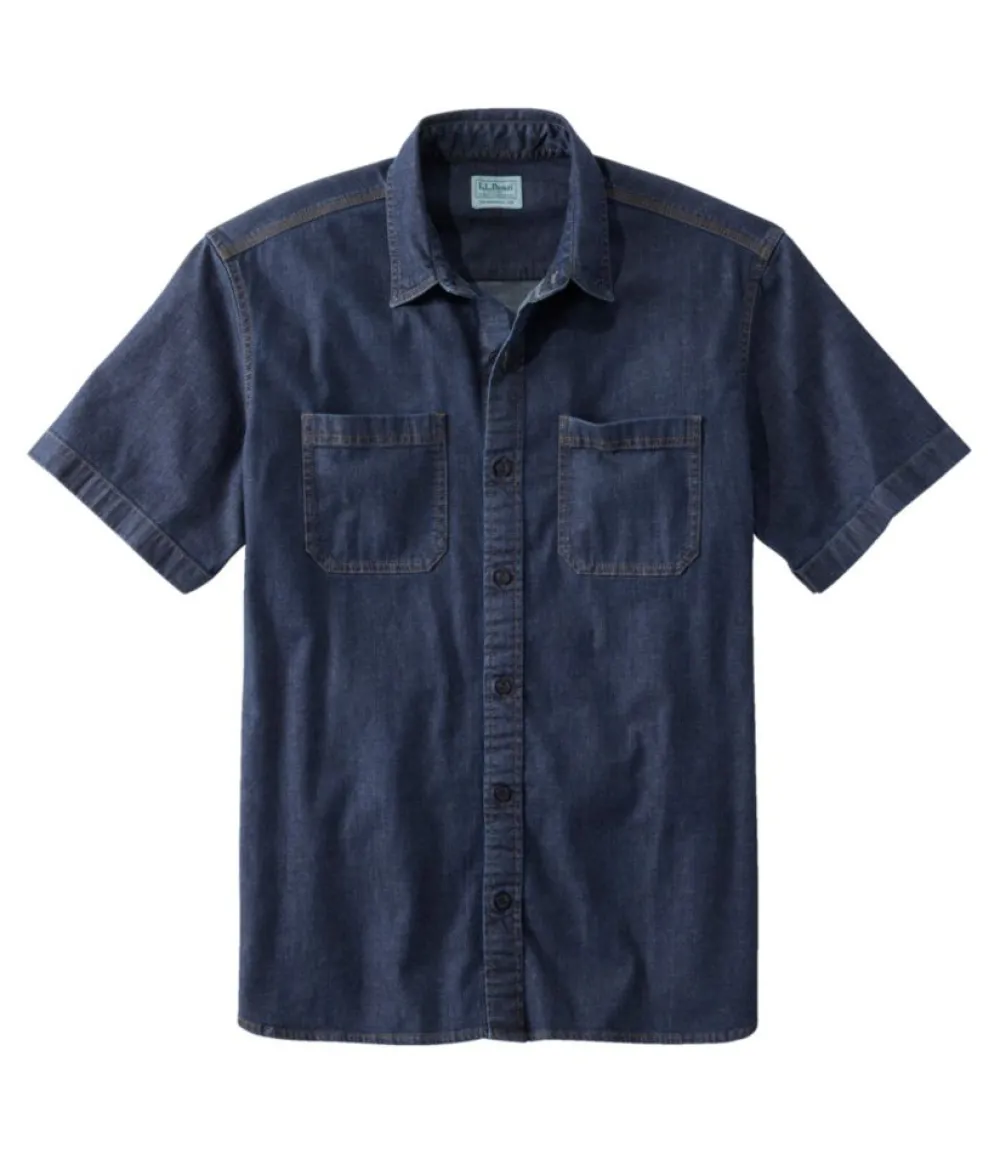 "Men's BeanFlex® Denim Shirt, Short-Sleeve, Traditional Untucked Fit"-L.L.Bean Flash Sale