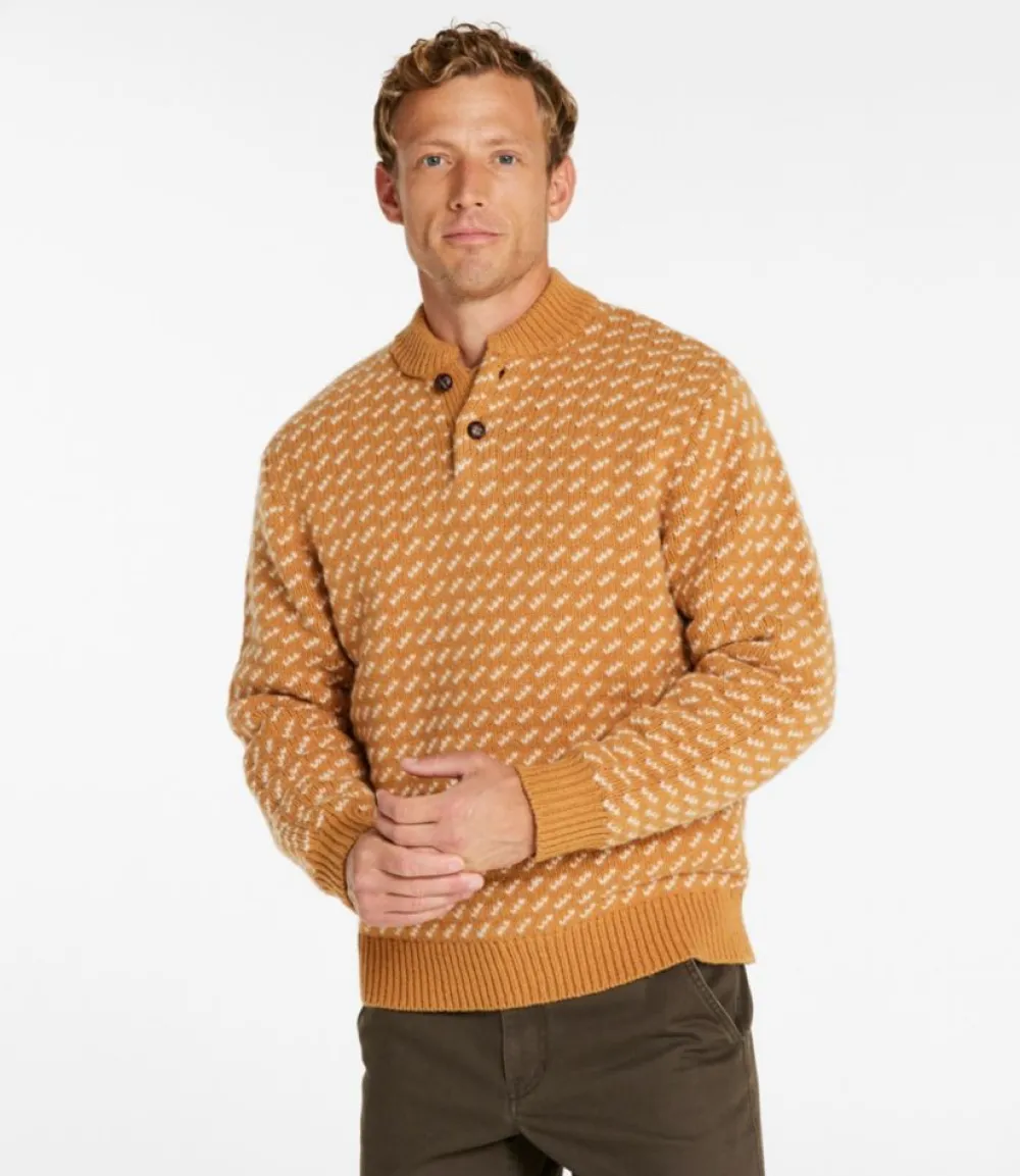 "Men's Bean's Classic Ragg Wool Henley, Bird's-Eye"-L.L.Bean Sale