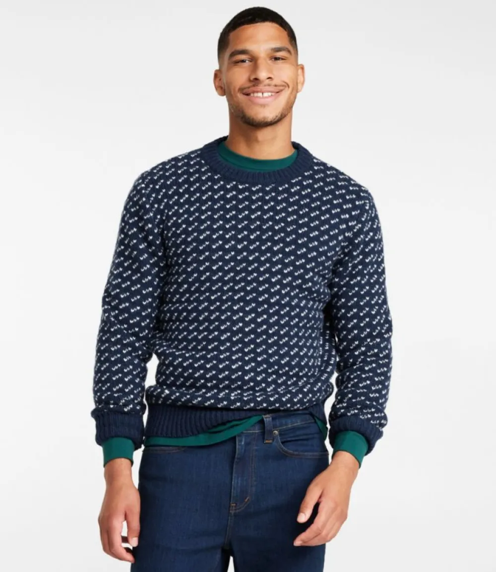 "Men's Bean's Classic Ragg Wool Sweater, Crewneck, Bird's-Eye"-L.L.Bean Sale