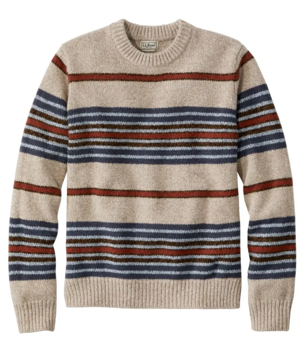 "Men's Bean's Classic Ragg Wool Sweater, Crewneck, Stripe"-L.L.Bean New