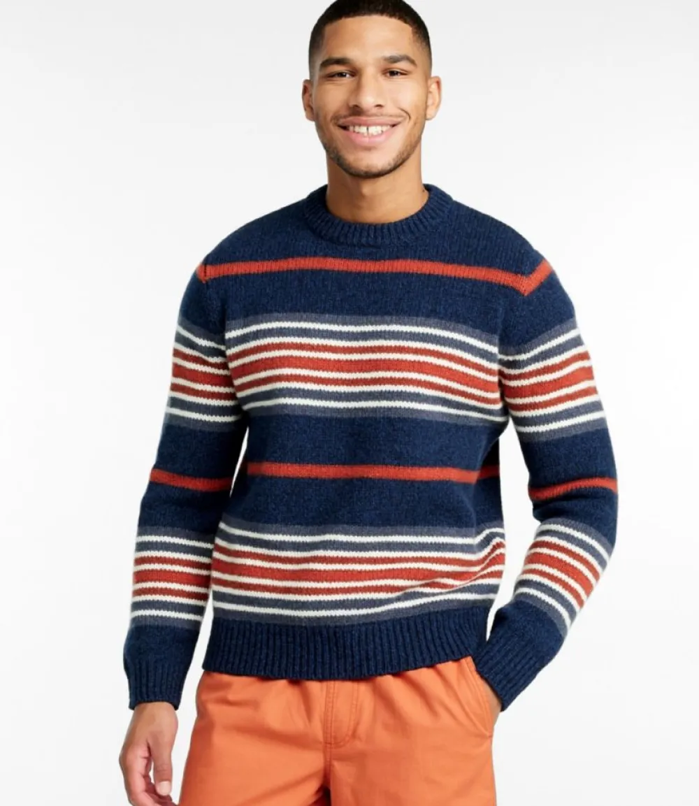"Men's Bean's Classic Ragg Wool Sweater, Crewneck, Stripe"-L.L.Bean New