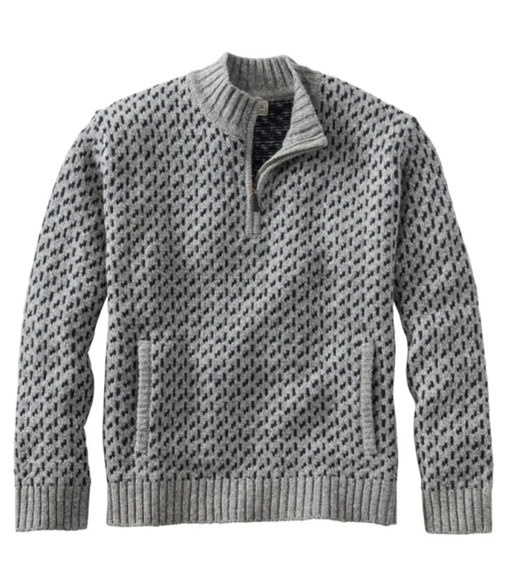 "Men's Bean's Classic Ragg Wool Sweater, Quarter-Zip, Fair Isle"-L.L.Bean Clearance