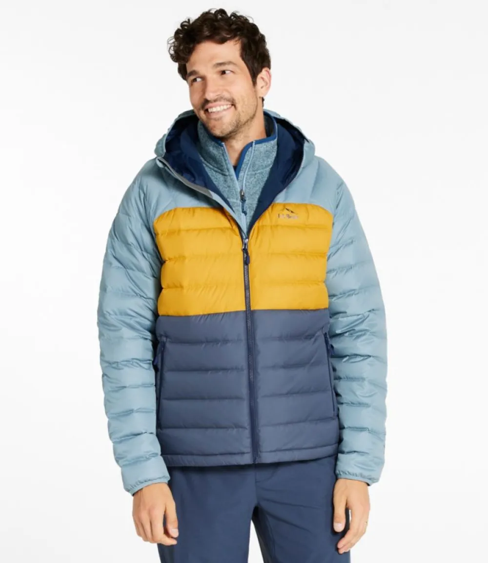 "Men's Bean's Down Hooded Jacket, Colorblock"-L.L.Bean New