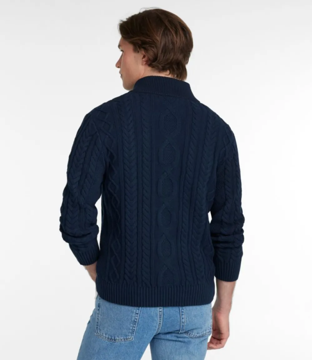 "Men's Bean's Heritage Soft Cotton Fisherman Sweater, Button-Mock"-L.L.Bean Best