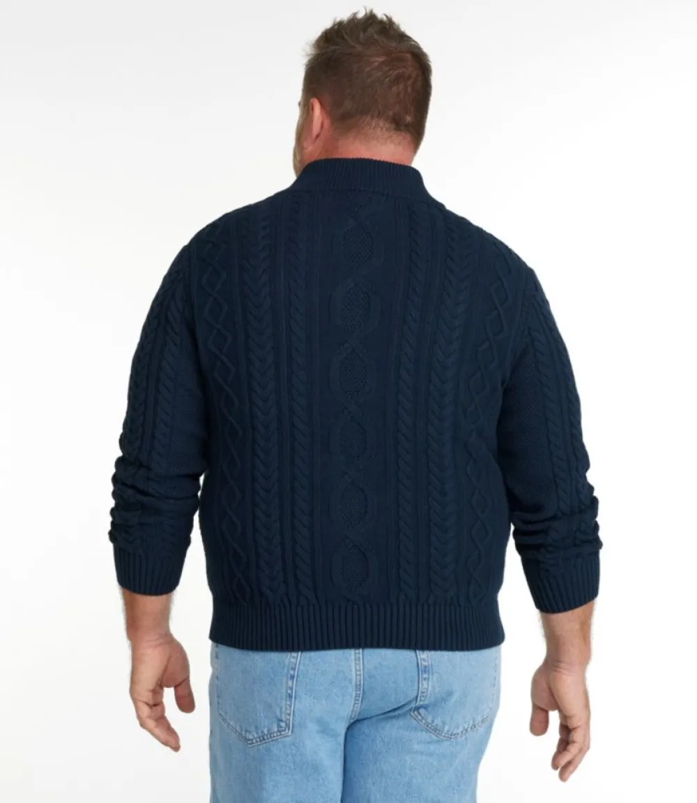 "Men's Bean's Heritage Soft Cotton Fisherman Sweater, Button-Mock"-L.L.Bean Best