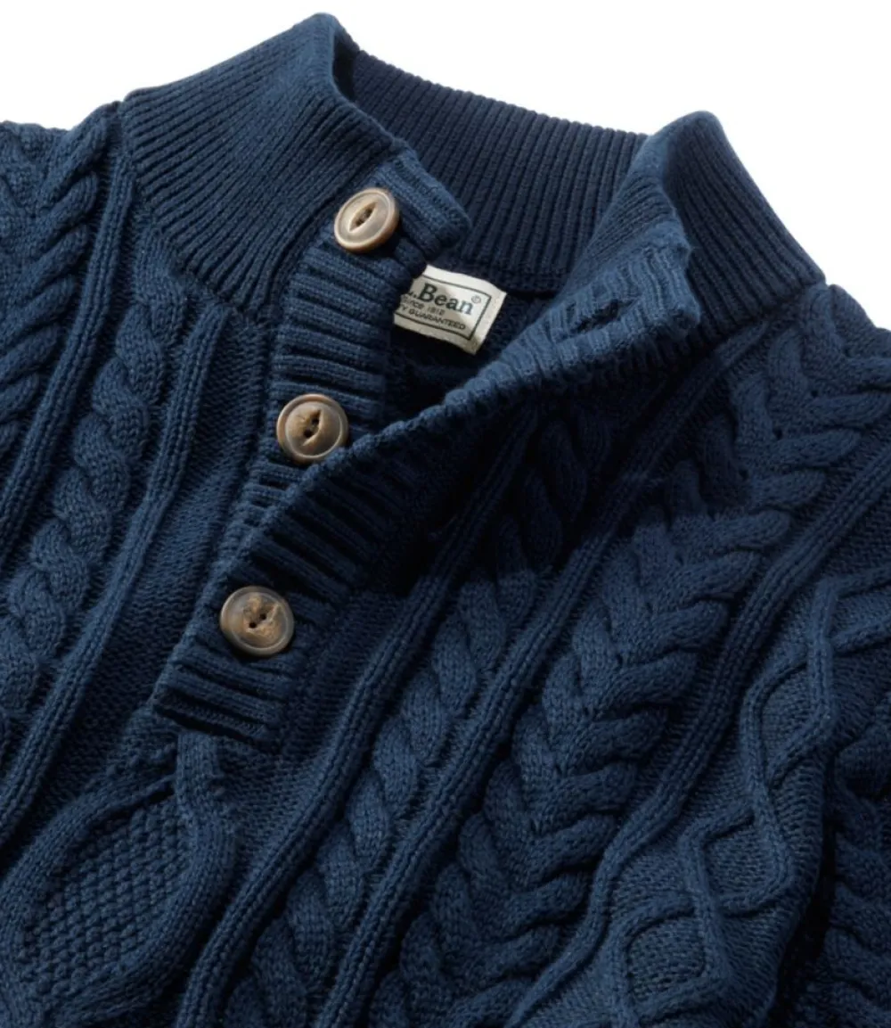 "Men's Bean's Heritage Soft Cotton Fisherman Sweater, Button-Mock"-L.L.Bean Best