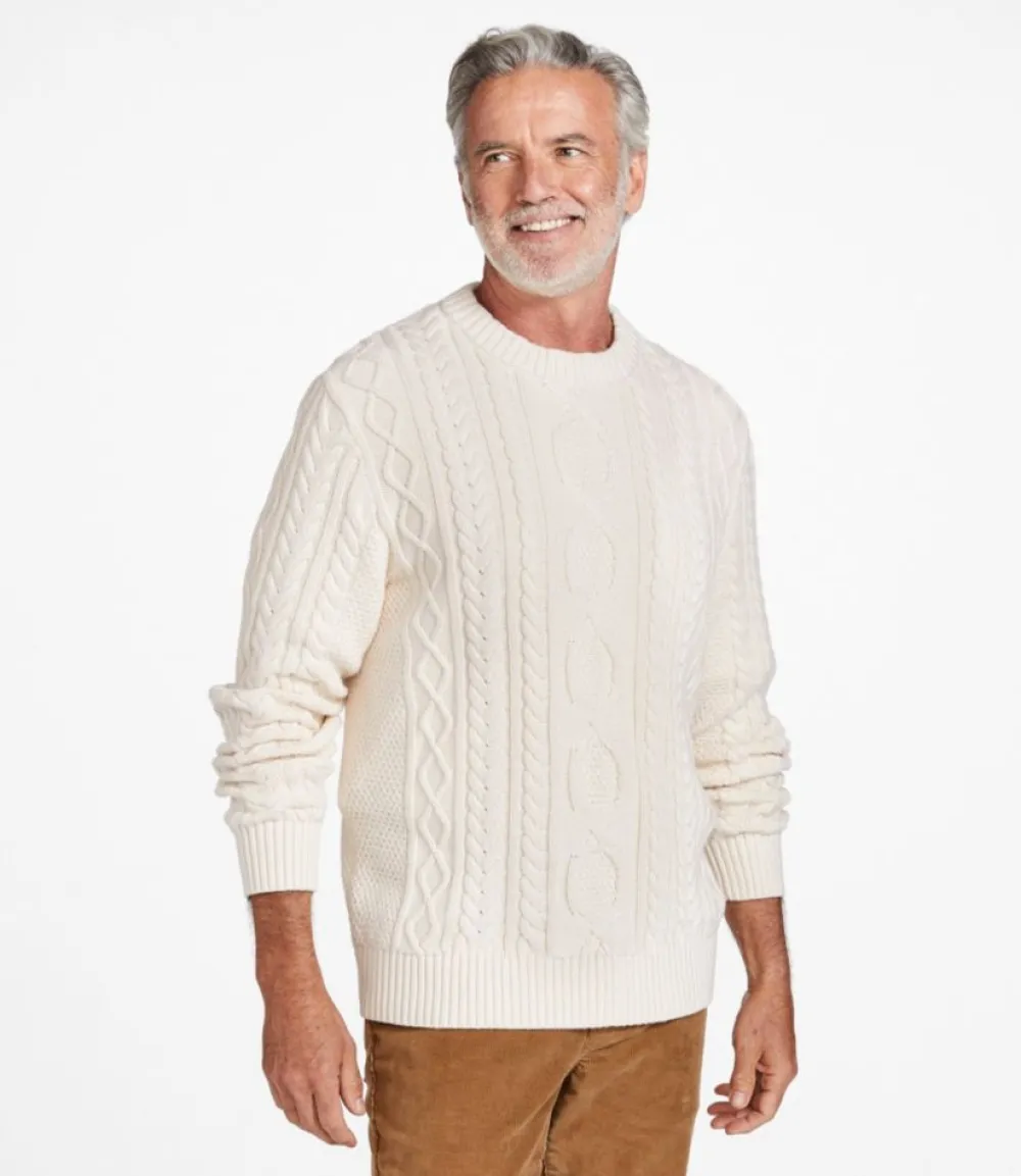 "Men's Bean's Heritage Soft Cotton Fisherman Sweater, Crewneck"-L.L.Bean New