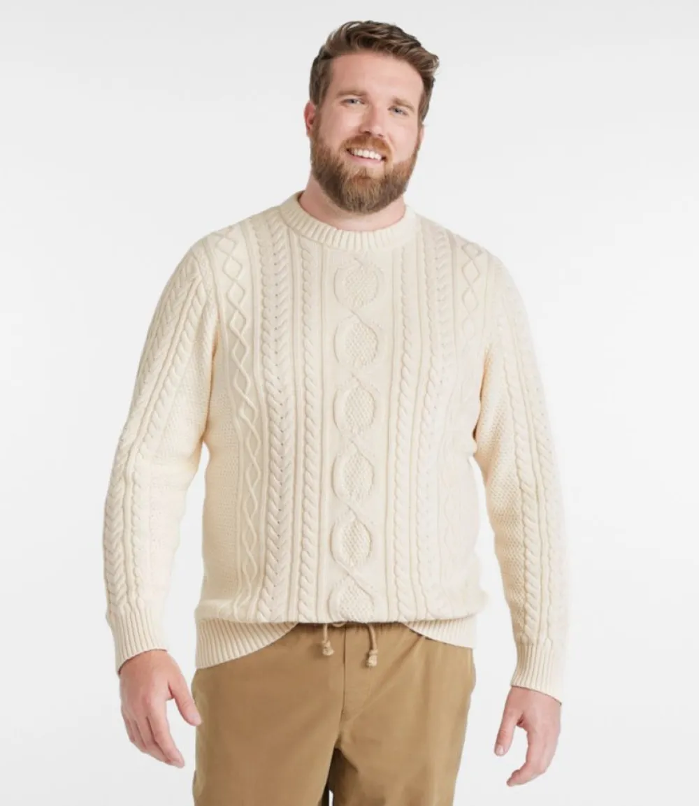 "Men's Bean's Heritage Soft Cotton Fisherman Sweater, Crewneck"-L.L.Bean New