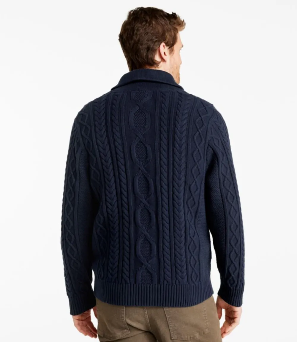"Men's Bean's Heritage Soft Cotton Fisherman Sweater, Full-Zip"-L.L.Bean Hot