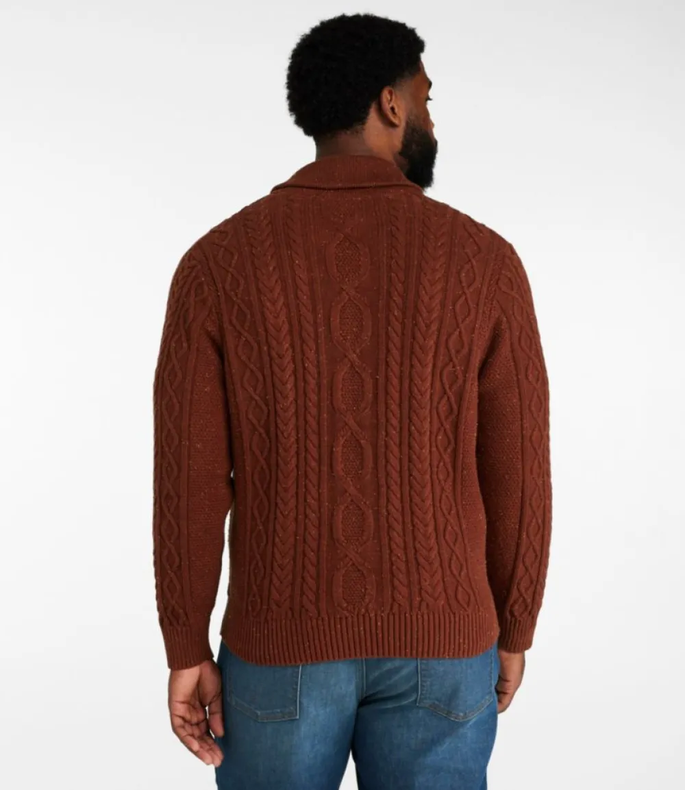 "Men's Bean's Heritage Soft Cotton Fisherman Sweater, Full-Zip"-L.L.Bean Hot