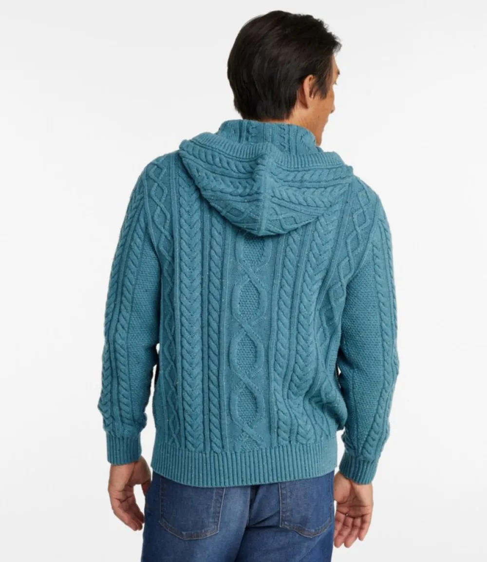 "Men's Bean's Heritage Soft Cotton Fisherman Sweater, Henley Hoodie"-L.L.Bean Sale