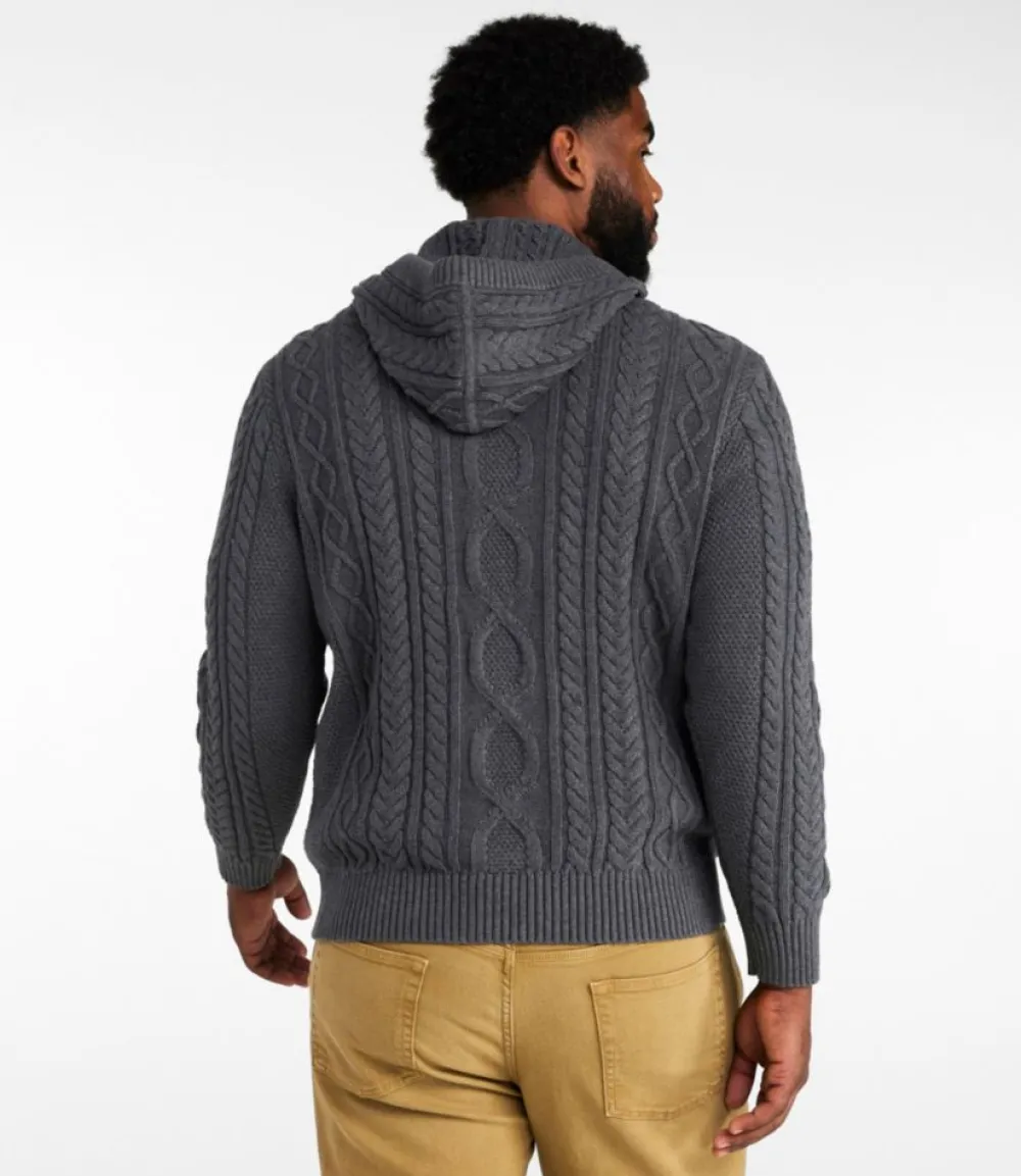 "Men's Bean's Heritage Soft Cotton Fisherman Sweater, Henley Hoodie"-L.L.Bean Sale