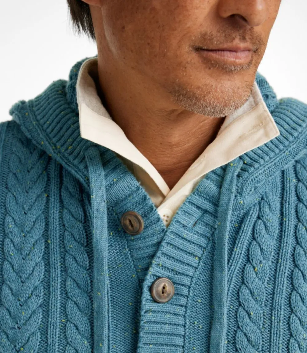 "Men's Bean's Heritage Soft Cotton Fisherman Sweater, Henley Hoodie"-L.L.Bean Sale