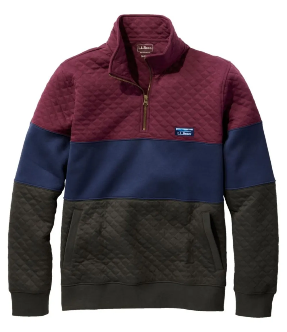 "Men's Bean's Quilted Sweatshirt, Mockneck, Colorblock"-L.L.Bean Online