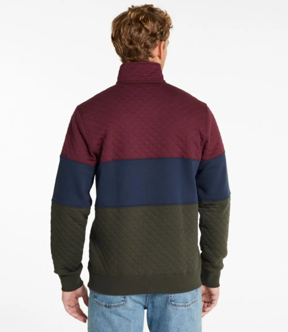 "Men's Bean's Quilted Sweatshirt, Mockneck, Colorblock"-L.L.Bean Online