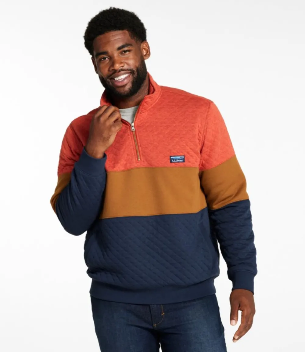 "Men's Bean's Quilted Sweatshirt, Mockneck, Colorblock"-L.L.Bean Online