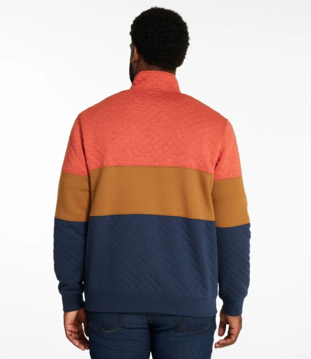 "Men's Bean's Quilted Sweatshirt, Mockneck, Colorblock"-L.L.Bean Online