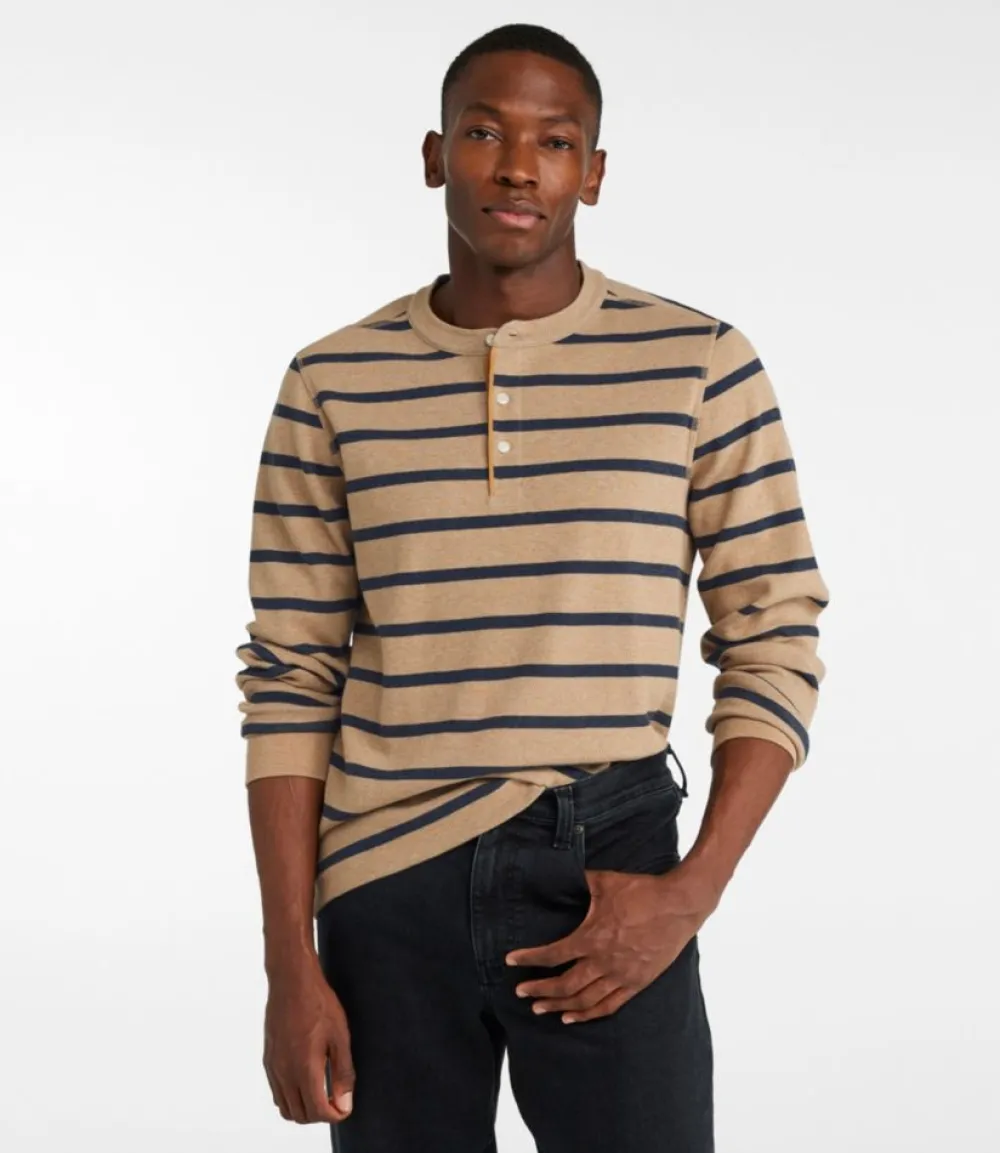 "Men's Bean's Vintage Soft Knit Henley, Stripe"-L.L.Bean Flash Sale