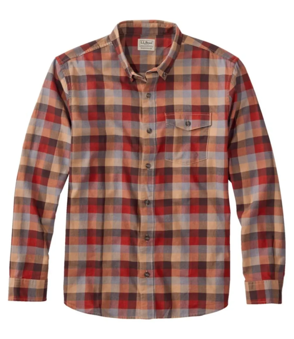 "Men's Brushed Jaspé Twill Shirt, Plaid, Traditional Untucked Fit"-L.L.Bean Best