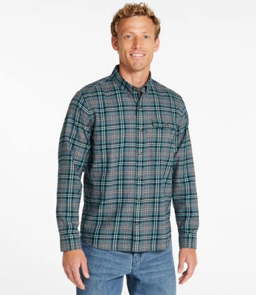 "Men's Brushed Jaspé Twill Shirt, Plaid, Traditional Untucked Fit"-L.L.Bean Best