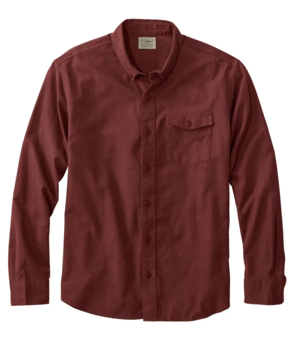 "Men's Brushed Jaspé Twill Shirt, Traditional Untucked Fit"-L.L.Bean Fashion