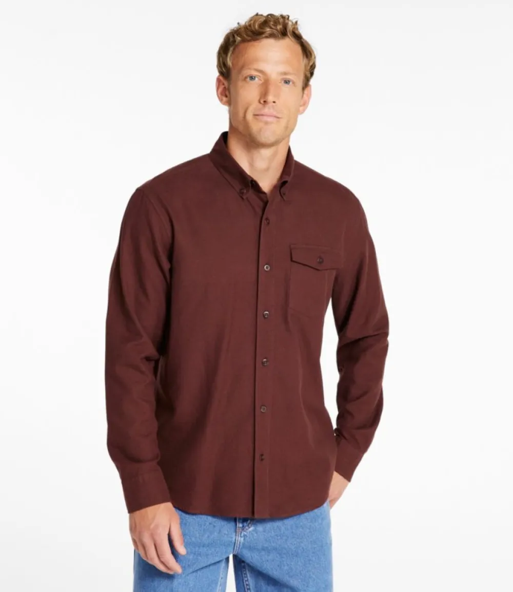 "Men's Brushed Jaspé Twill Shirt, Traditional Untucked Fit"-L.L.Bean Fashion