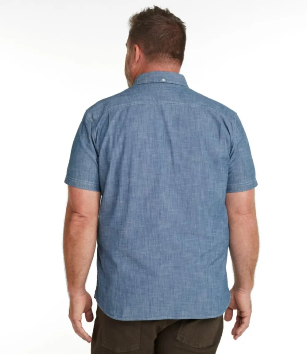 "Men's Comfort Stretch Chambray Shirt, Slightly Fitted Untucked Fit, Short-Sleeve"-L.L.Bean Best Sale