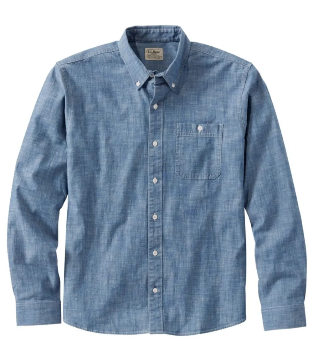 "Men's Comfort Stretch Chambray Shirt, Traditional Untucked Fit, Long-Sleeve"-L.L.Bean Clearance