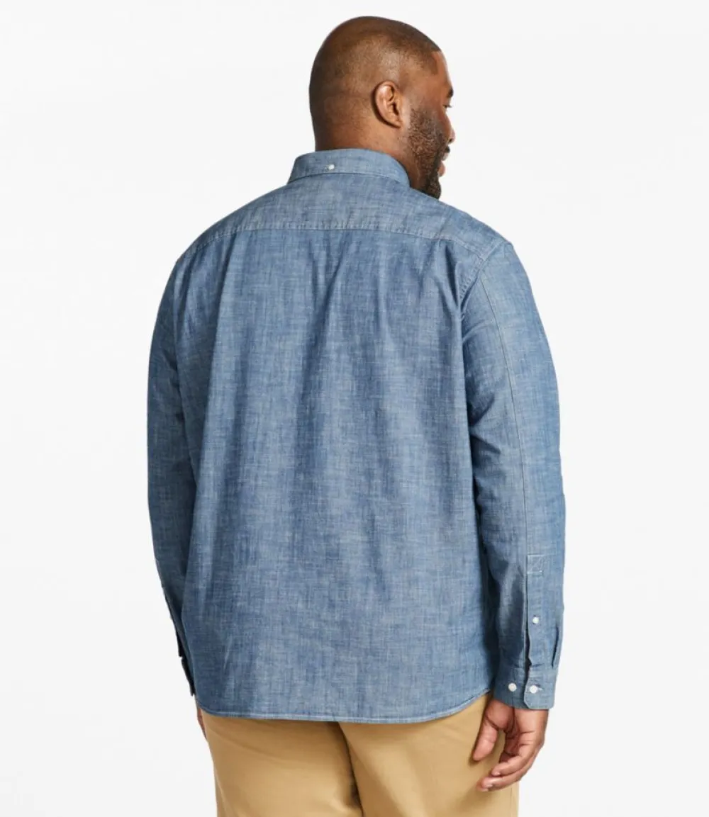 "Men's Comfort Stretch Chambray Shirt, Traditional Untucked Fit, Long-Sleeve"-L.L.Bean Clearance