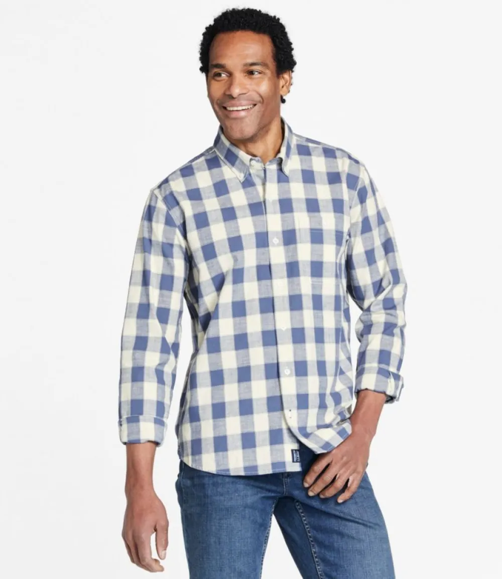 "Men's Comfort Stretch Chambray Shirt, Traditional Untucked Fit, Long-Sleeve, Print"-L.L.Bean Cheap