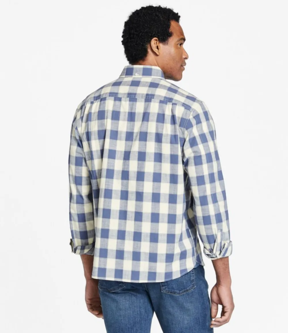 "Men's Comfort Stretch Chambray Shirt, Traditional Untucked Fit, Long-Sleeve, Print"-L.L.Bean Cheap
