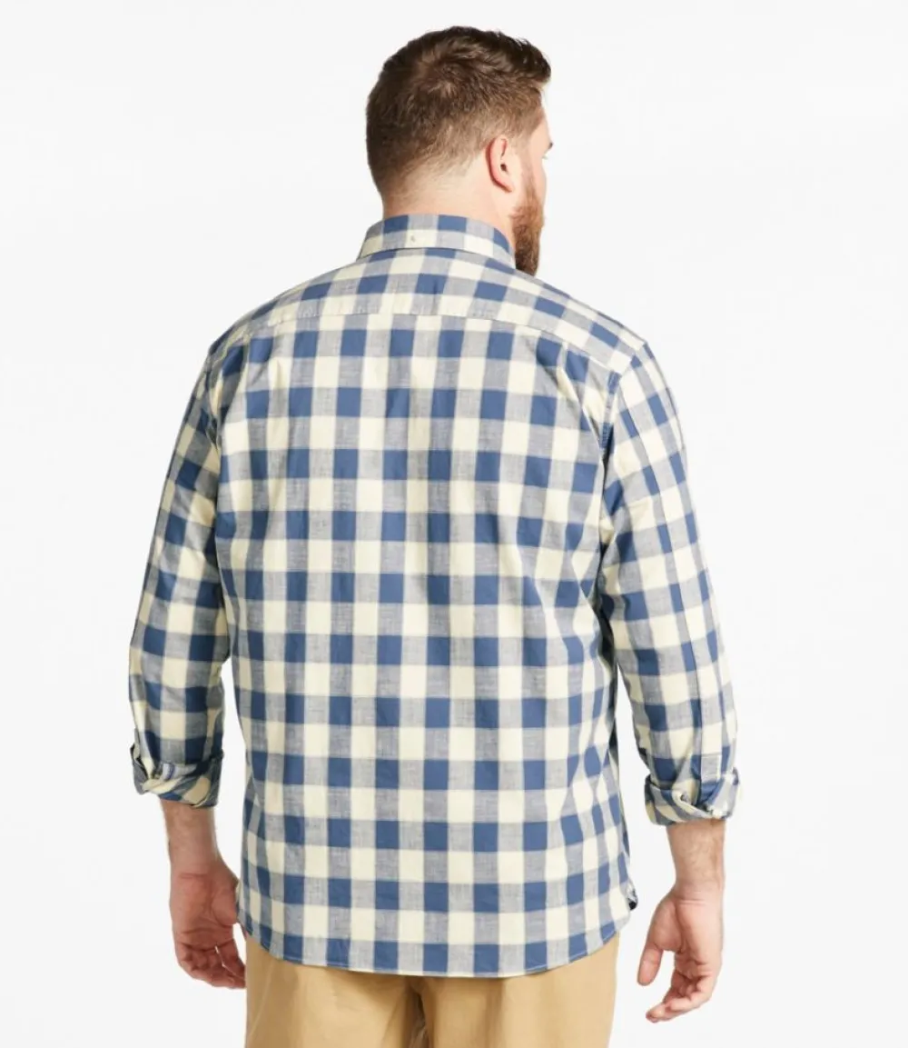 "Men's Comfort Stretch Chambray Shirt, Traditional Untucked Fit, Long-Sleeve, Print"-L.L.Bean Cheap